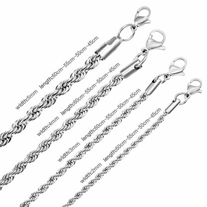 ASON 10pcs/bulk long necklace collar 3mm*45cm & 4mm*45cm twisted matching chain steel color & gold color stainless steel necklace wholesale asonjewelry