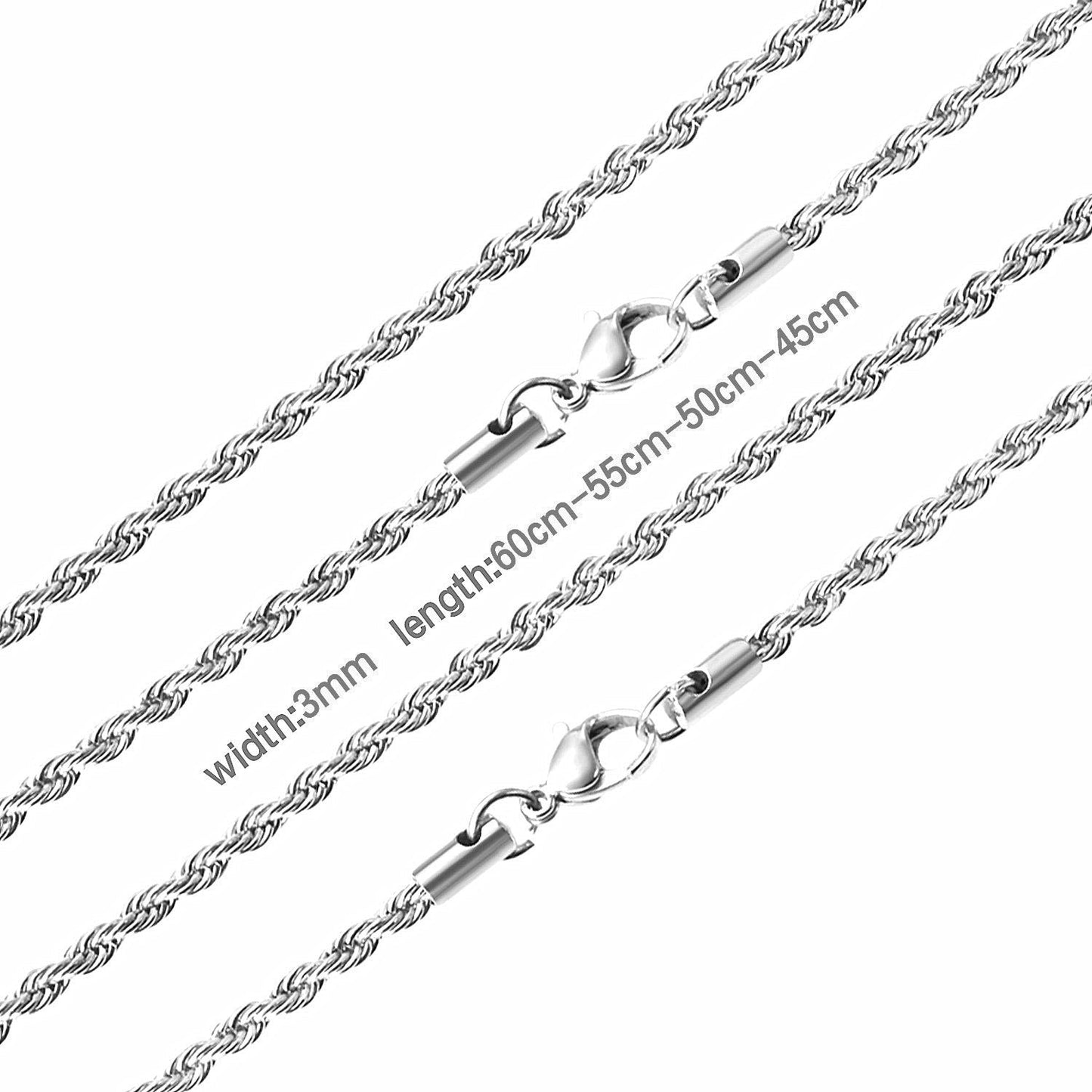 ASON 10pcs/bulk long necklace collar 3mm*45cm & 4mm*45cm twisted matching chain steel color & gold color stainless steel necklace wholesale asonjewelry