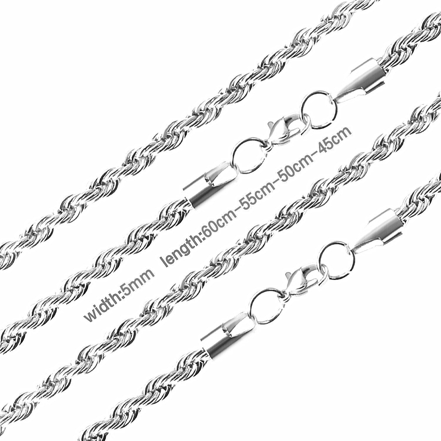 ASON 10pcs/bulk long necklace collar 3mm*45cm & 4mm*45cm twisted matching chain steel color & gold color stainless steel necklace wholesale asonjewelry