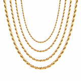 ASON 10pcs/bulk long necklace collar 3mm*45cm & 4mm*45cm twisted matching chain steel color & gold color stainless steel necklace wholesale