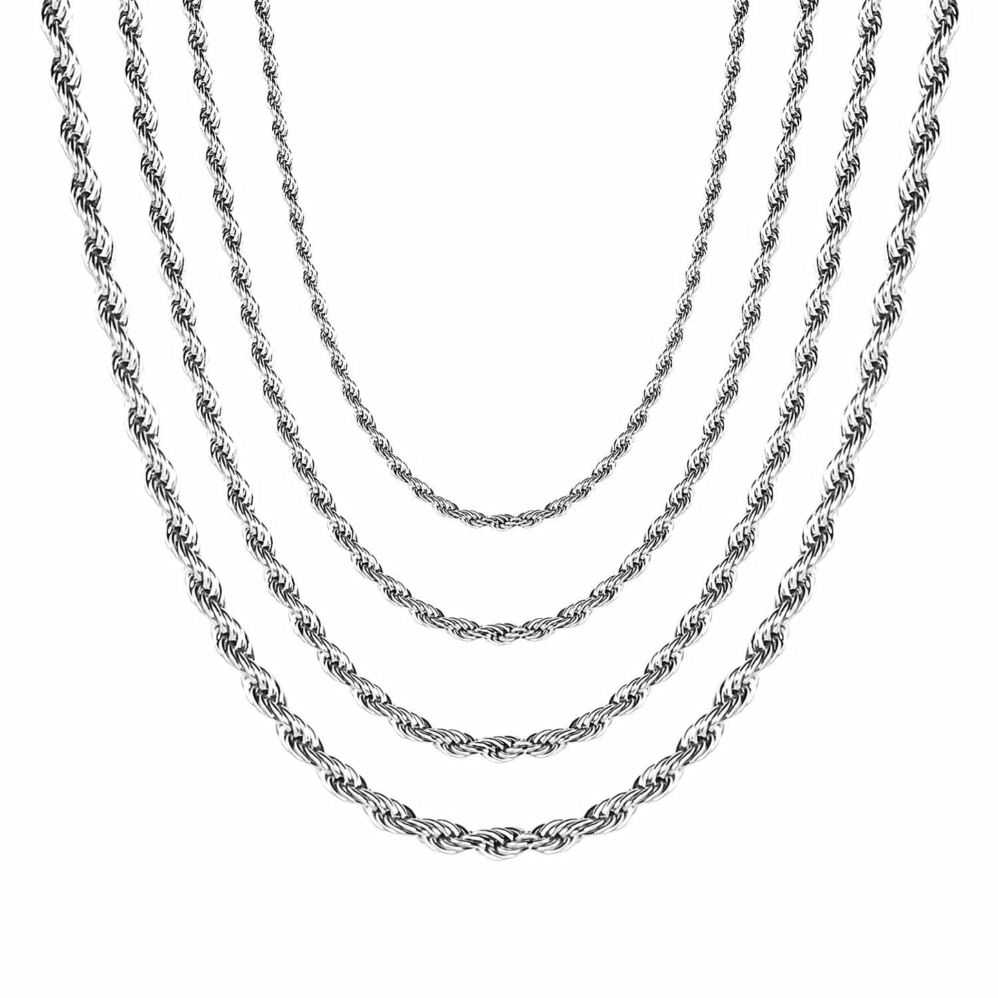 ASON 10pcs/bulk long necklace collar 3mm*45cm & 4mm*45cm twisted matching chain steel color & gold color stainless steel necklace wholesale asonjewelry