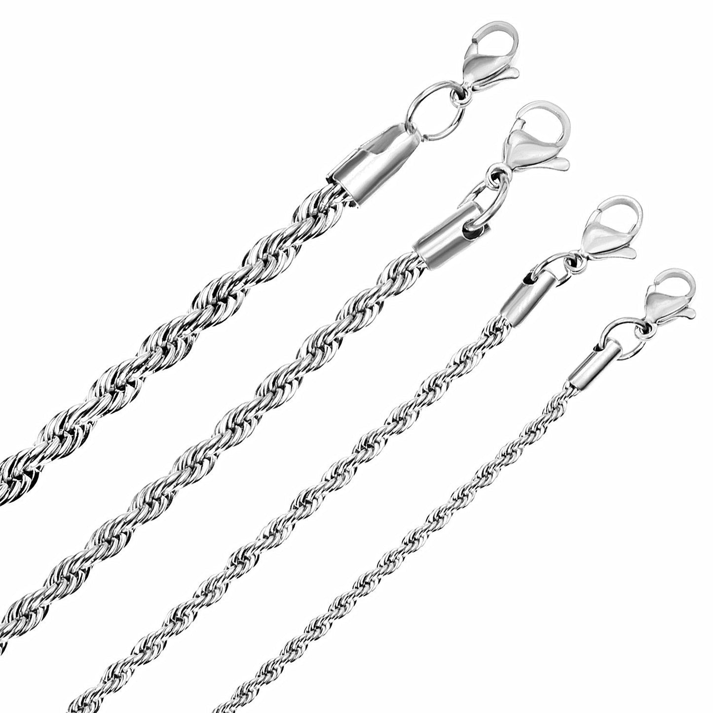 ASON 10pcs/bulk long necklace collar 3mm*45cm & 4mm*45cm twisted matching chain steel color & gold color stainless steel necklace wholesale asonjewelry