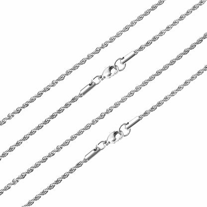 ASON 10pcs/bulk long necklace collar 3mm*45cm & 4mm*45cm twisted matching chain steel color & gold color stainless steel necklace wholesale asonjewelry