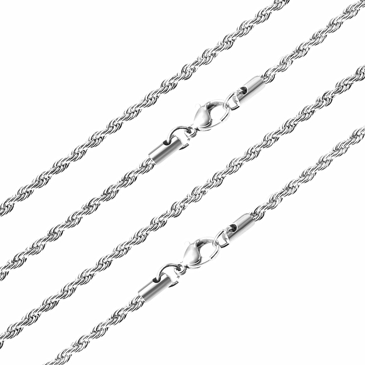 ASON 10pcs/bulk long necklace collar 3mm*45cm & 4mm*45cm twisted matching chain steel color & gold color stainless steel necklace wholesale asonjewelry