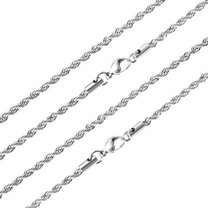 ASON 10pcs/bulk long necklace collar 3mm*45cm & 4mm*45cm twisted matching chain steel color & gold color stainless steel necklace wholesale asonjewelry