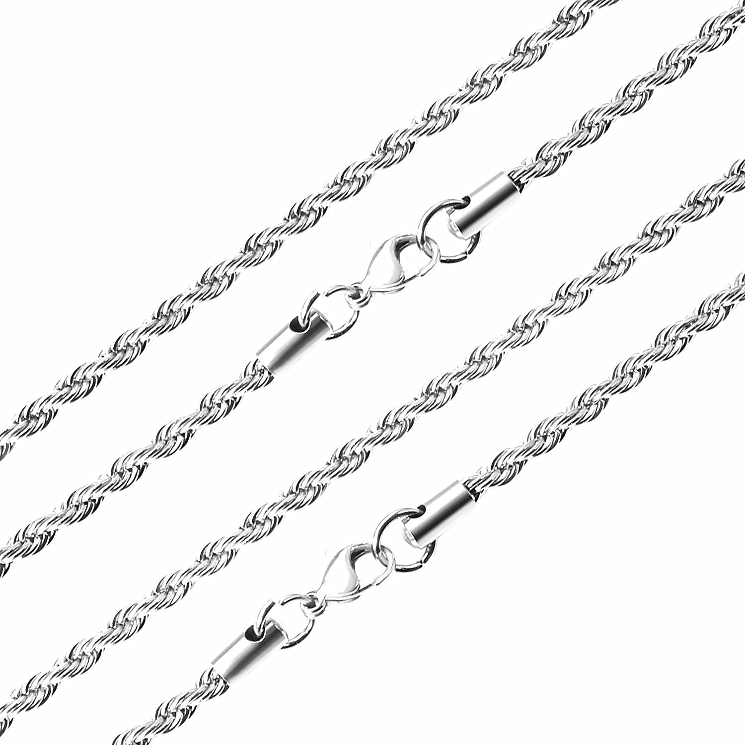 ASON 10pcs/bulk long necklace collar 3mm*45cm & 4mm*45cm twisted matching chain steel color & gold color stainless steel necklace wholesale asonjewelry