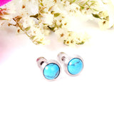12 pairs 4mm/6mm/8mm Steel Color/Gold Turquoise Screwback Earrings