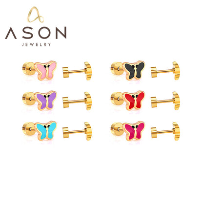 12 pairs 7.5mm*5.5mm Steel/Gold Mixed Color Screwback Earrings asonjewelry