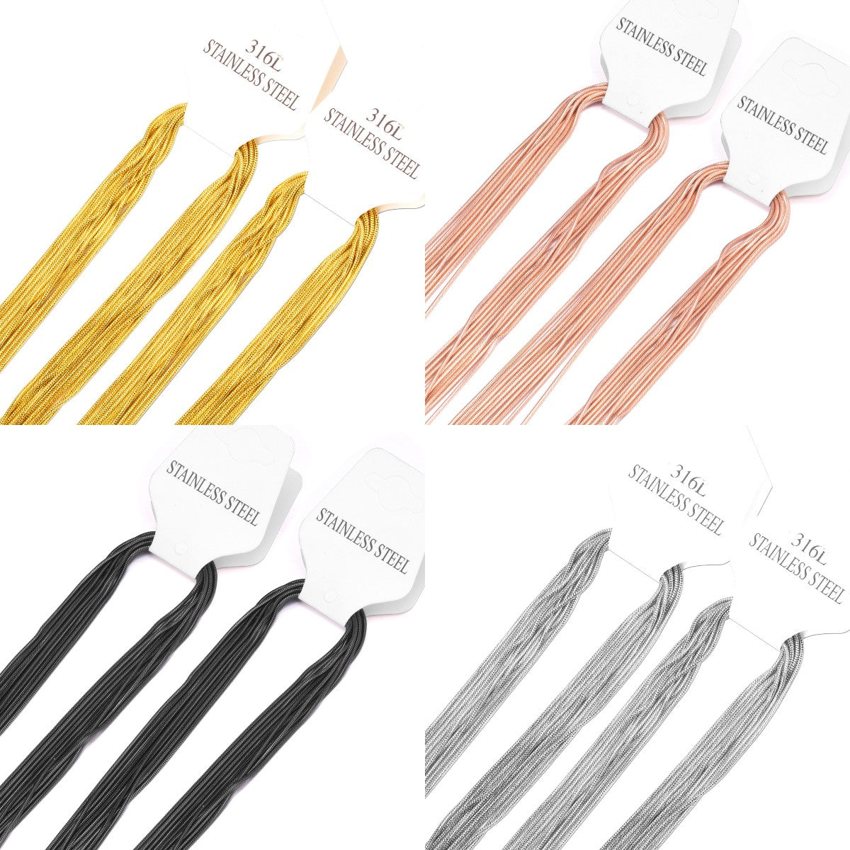 ASON 10pcs/bulk long necklace collar 2mm*45cm & 3mm*45cm round snake with chain steel color & gold color stainless steel necklace wholesale asonjewelry