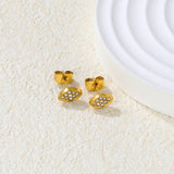 8.2*5mm leaf shaped earrings with white diamonds Gold color