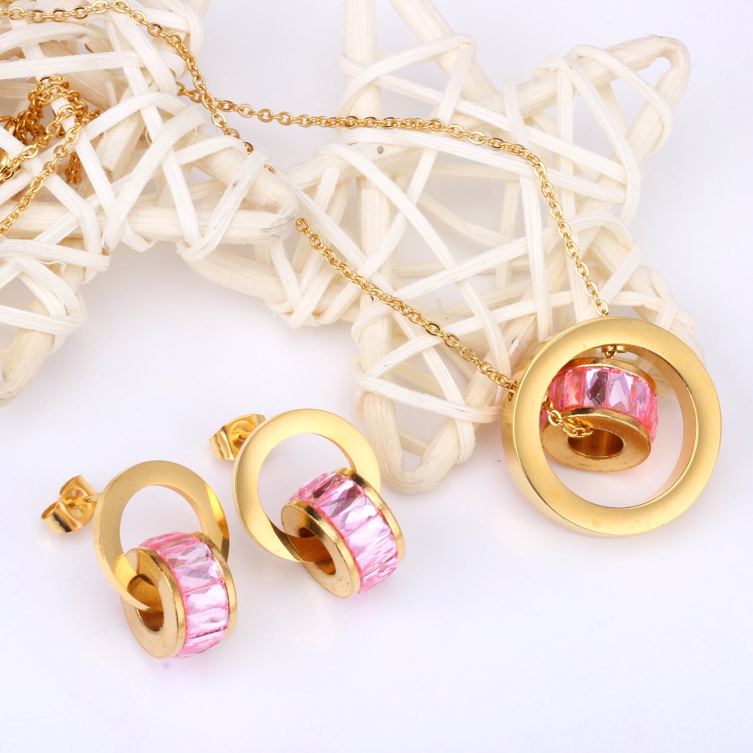 Gold Bezel Set with Black, White & Pink Diamonds asonjewelry