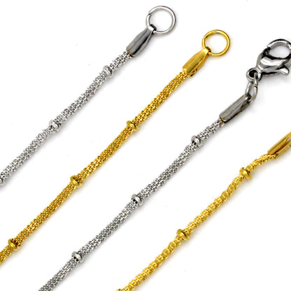 ASON 10pcs / 2mm*45cm 50cm 55cm 60cm Flat Mesh & Beads Stainless Steel with Chains asonjewelry