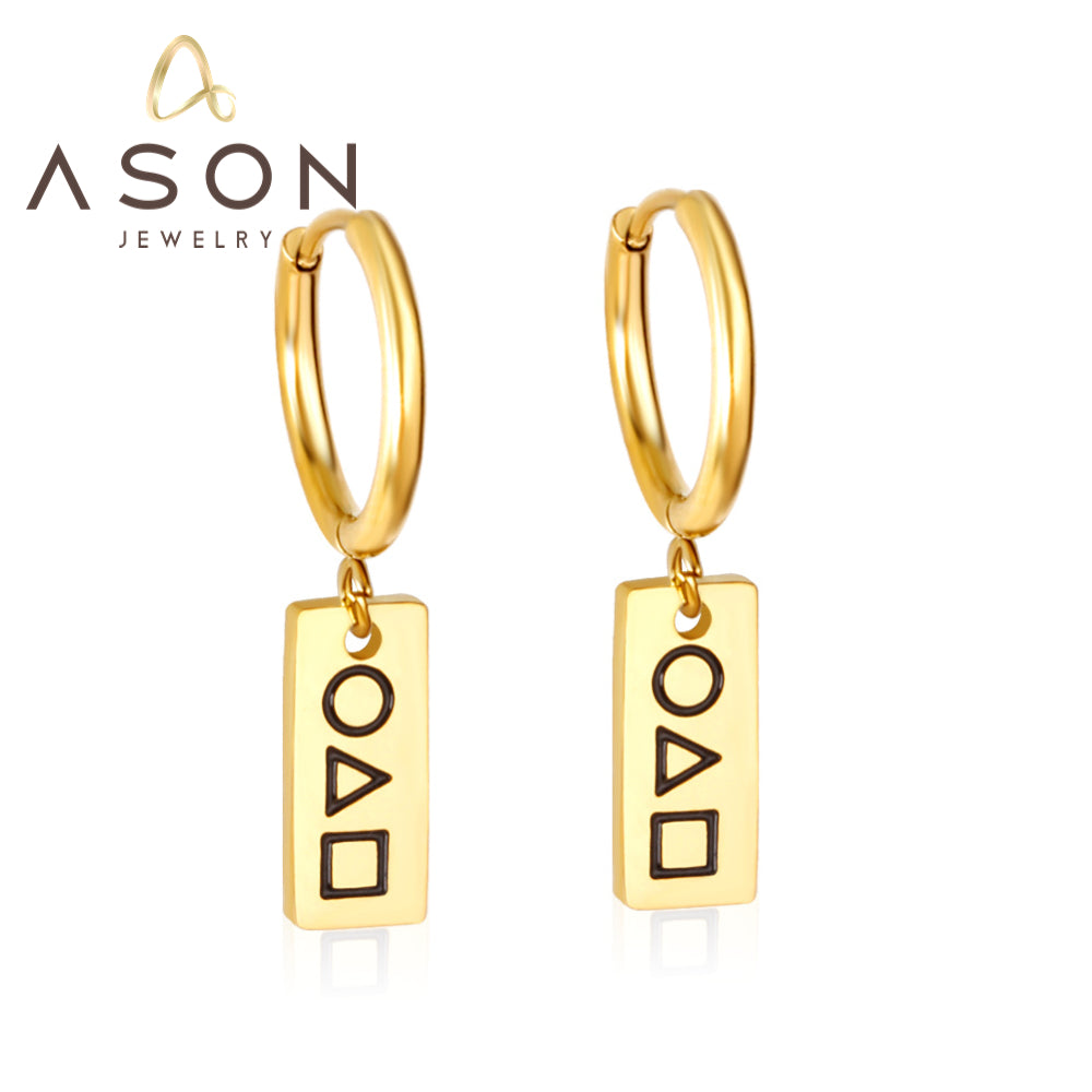 Squid Game Style Earrings + Rectangle Dangle Earrings asonjewelry