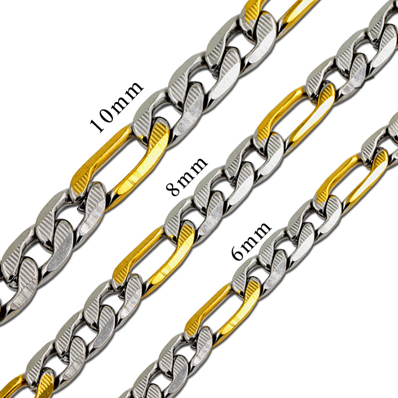 Fashion 6mm & 8mm &10mm Mixed Color & Gold & Steel Color Long Necklace DIY Matching Chain asonjewelry