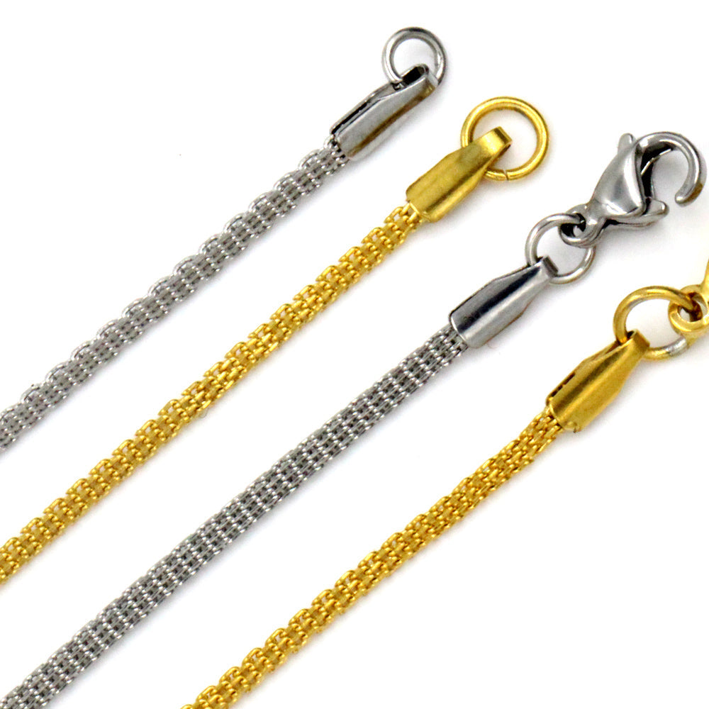 ASON 10pcs / 2mm*45cm 50cm 55cm 60cm Flat Mesh with Chains asonjewelry