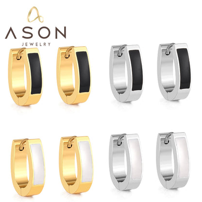 Oval Ear Clips with Black & White Drip Oil 13.5*15.5mm asonjewelry