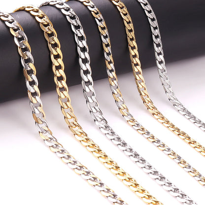 Stylish 6mm & 8mm &10mm mixed color & gold & steel color inside horizontal long necklace DIY matching chain asonjewelry
