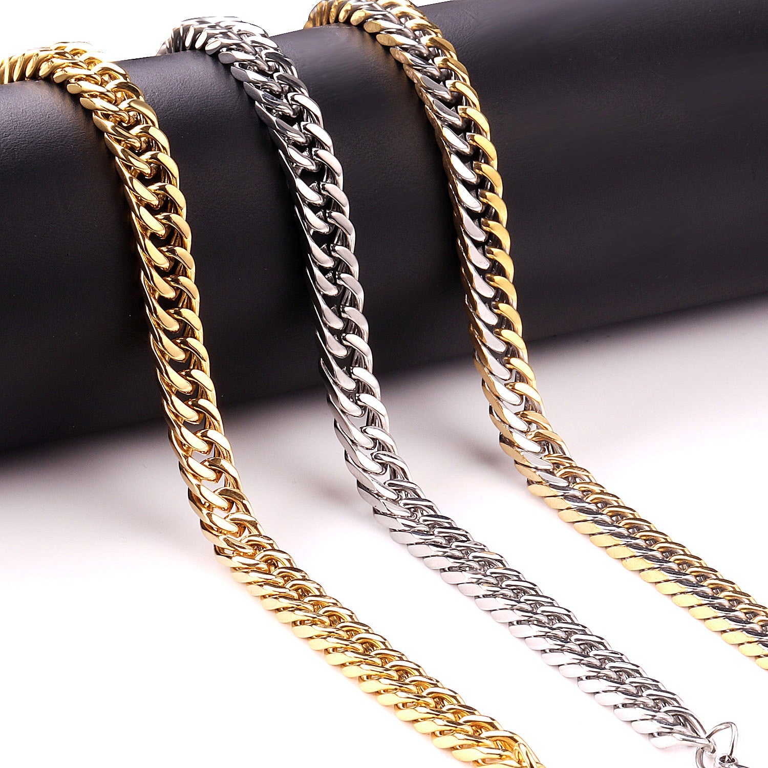 Fashion 7mm Mixed Color&Gold&Steel Color Solid Color Long Necklace DIY Matching Chain asonjewelry
