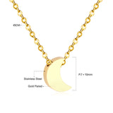 Rose Gold & Gold & Steel Color Glossy Curved Moon Pendant Necklace