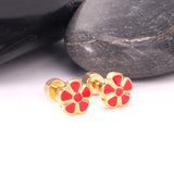 12 pairs 6.5mm Steel / Gold Flower Mixed Color Screwback Stud Earrings