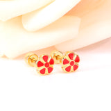 12 pairs 6.5mm Steel / Gold Flower Mixed Color Screwback Stud Earrings
