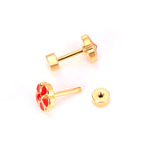 12 pairs 6.5mm Steel / Gold Flower Mixed Color Screwback Stud Earrings