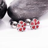 12 pairs 6.5mm Steel / Gold Flower Mixed Color Screwback Stud Earrings