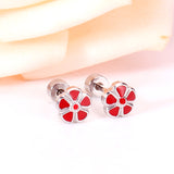 12 pairs 6.5mm Steel / Gold Flower Mixed Color Screwback Stud Earrings