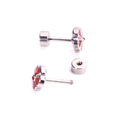 12 pairs 6.5mm Steel / Gold Flower Mixed Color Screwback Stud Earrings