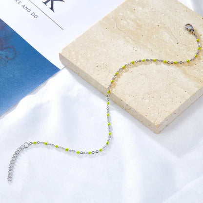 Bohemian Green Blue Yellow Beads Chain Anklets Stainless Steel Summer Ankle Bracelet Body Jewelry Gifts For Women Girl asonjewelry