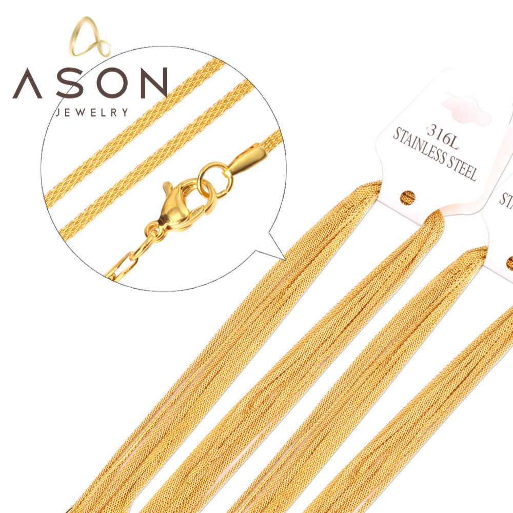 ASON 10pcs / 2mm*45cm 50cm 55cm 60cm Flat Mesh with Chains asonjewelry
