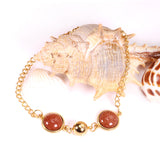 Golden Deep Red Chrysoberyl Bracelet with Steel Beads 20cm