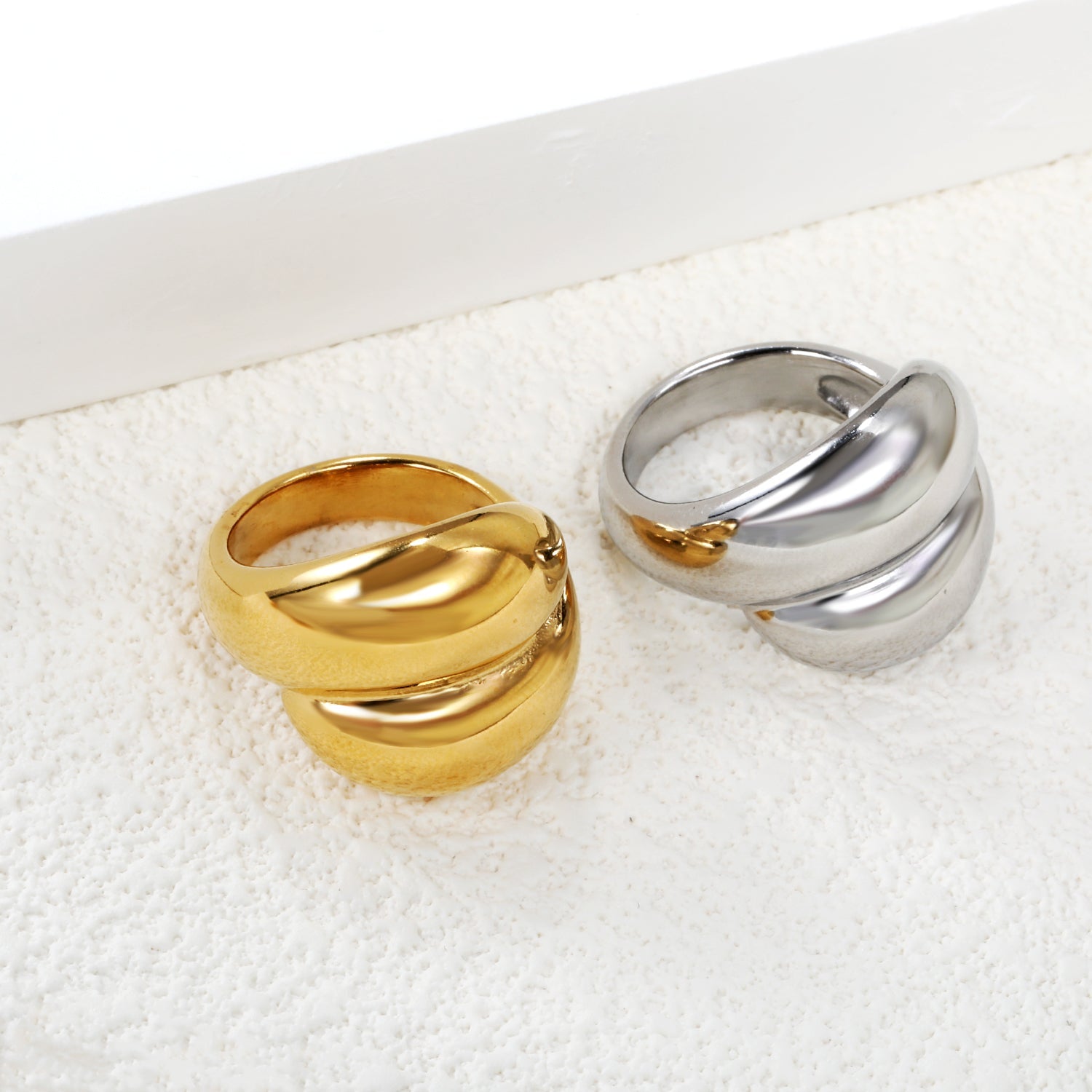 18k gold stainless steel exaggerated ring light luxury stainless steel rings wholesale ring asonjewelry