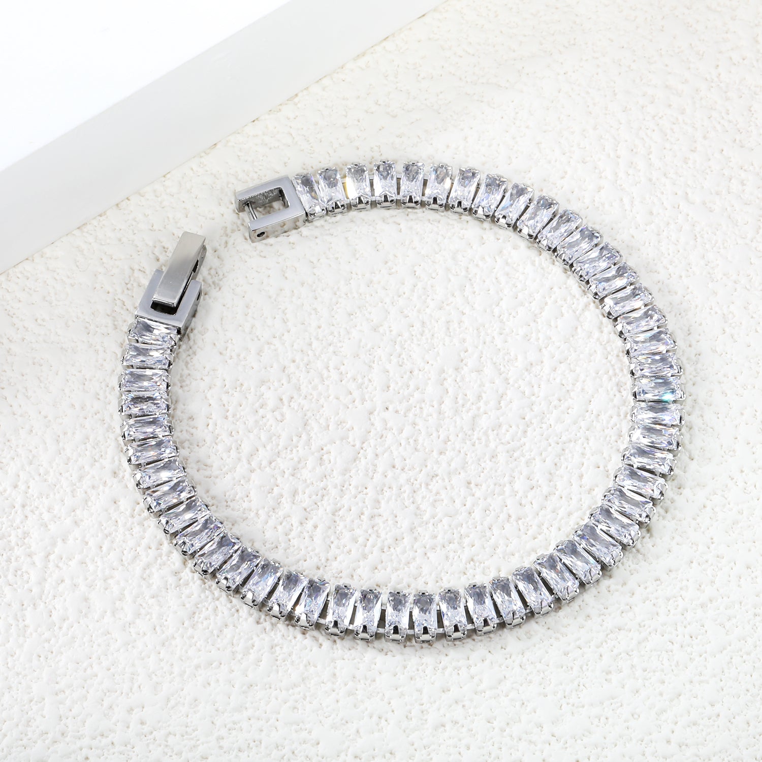 5.6*2.5mm rectangle white/black/purple/blue/pink diamonds clasp bracelet 18cm steel & gold color asonjewelry