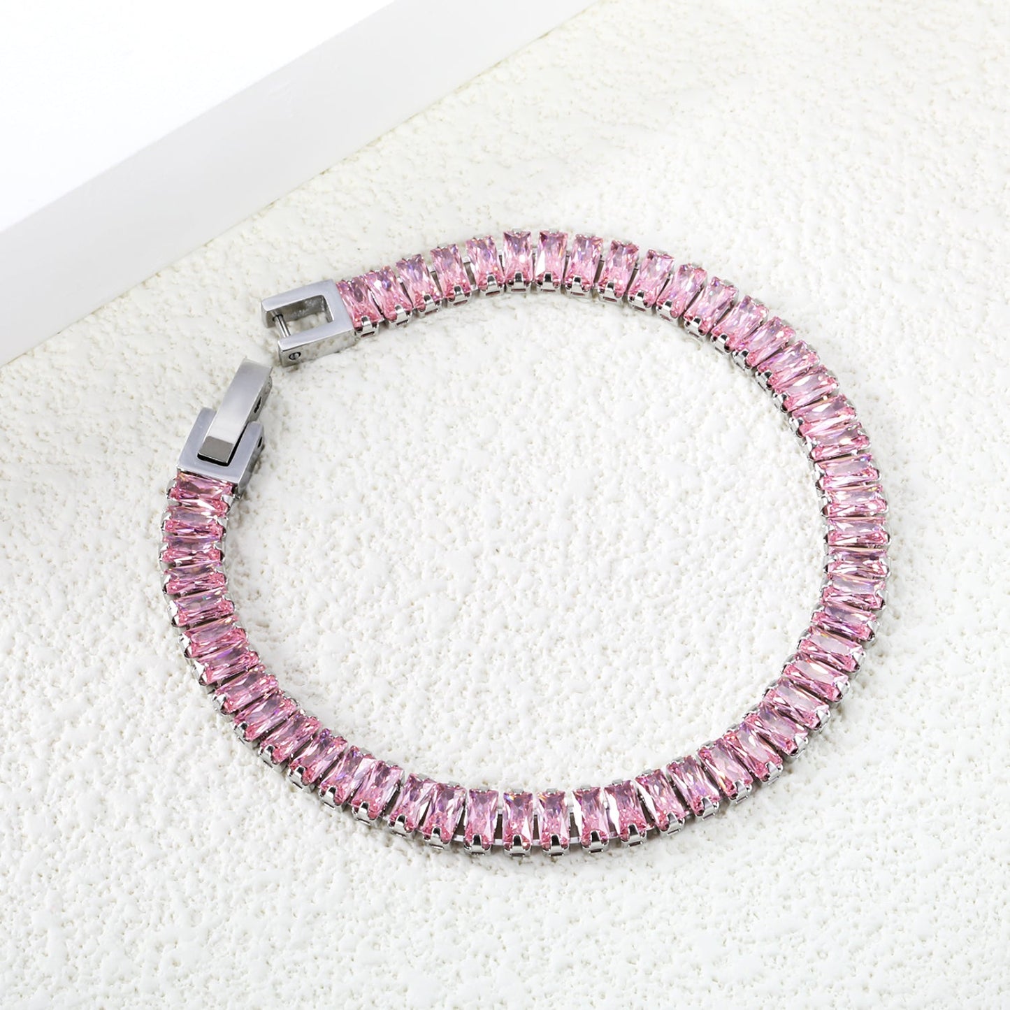 5.6*2.5mm rectangle white/black/purple/blue/pink diamonds clasp bracelet 18cm steel & gold color asonjewelry