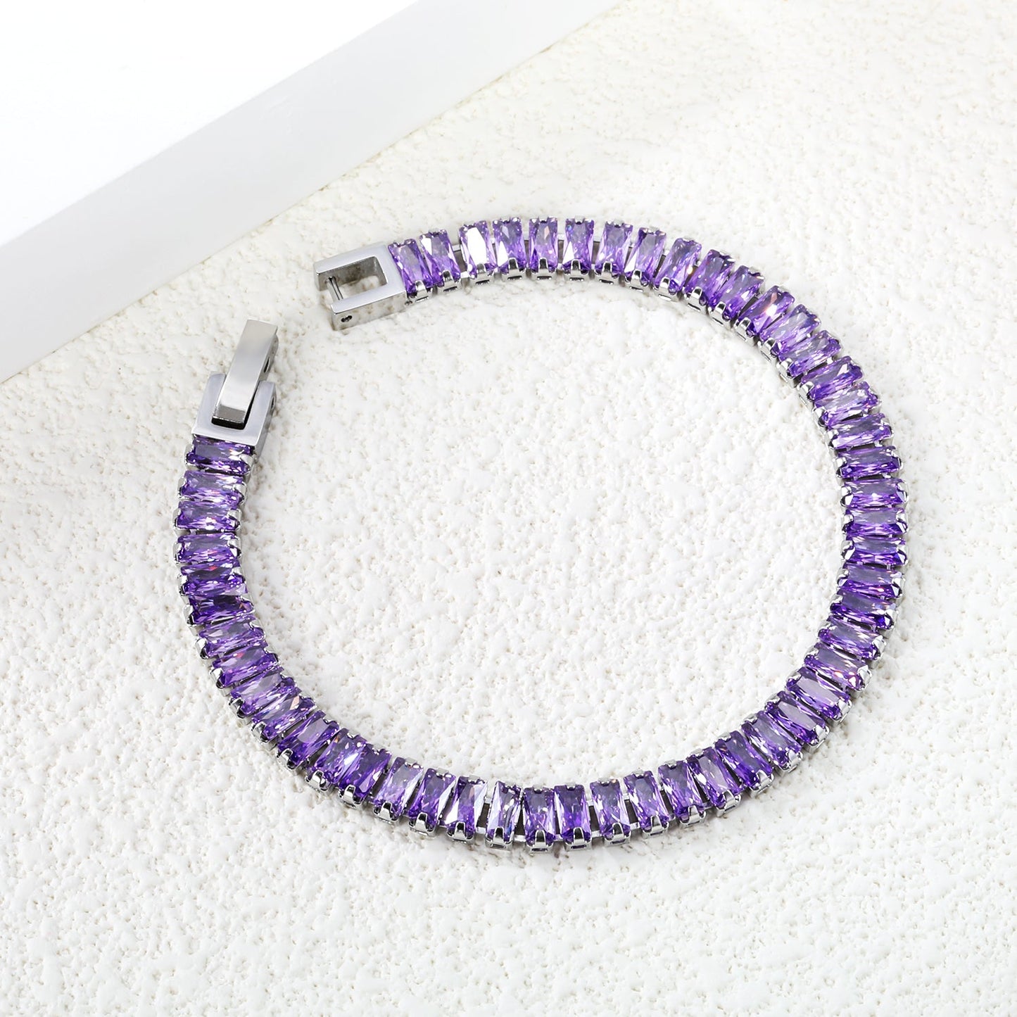 5.6*2.5mm rectangle white/black/purple/blue/pink diamonds clasp bracelet 18cm steel & gold color asonjewelry