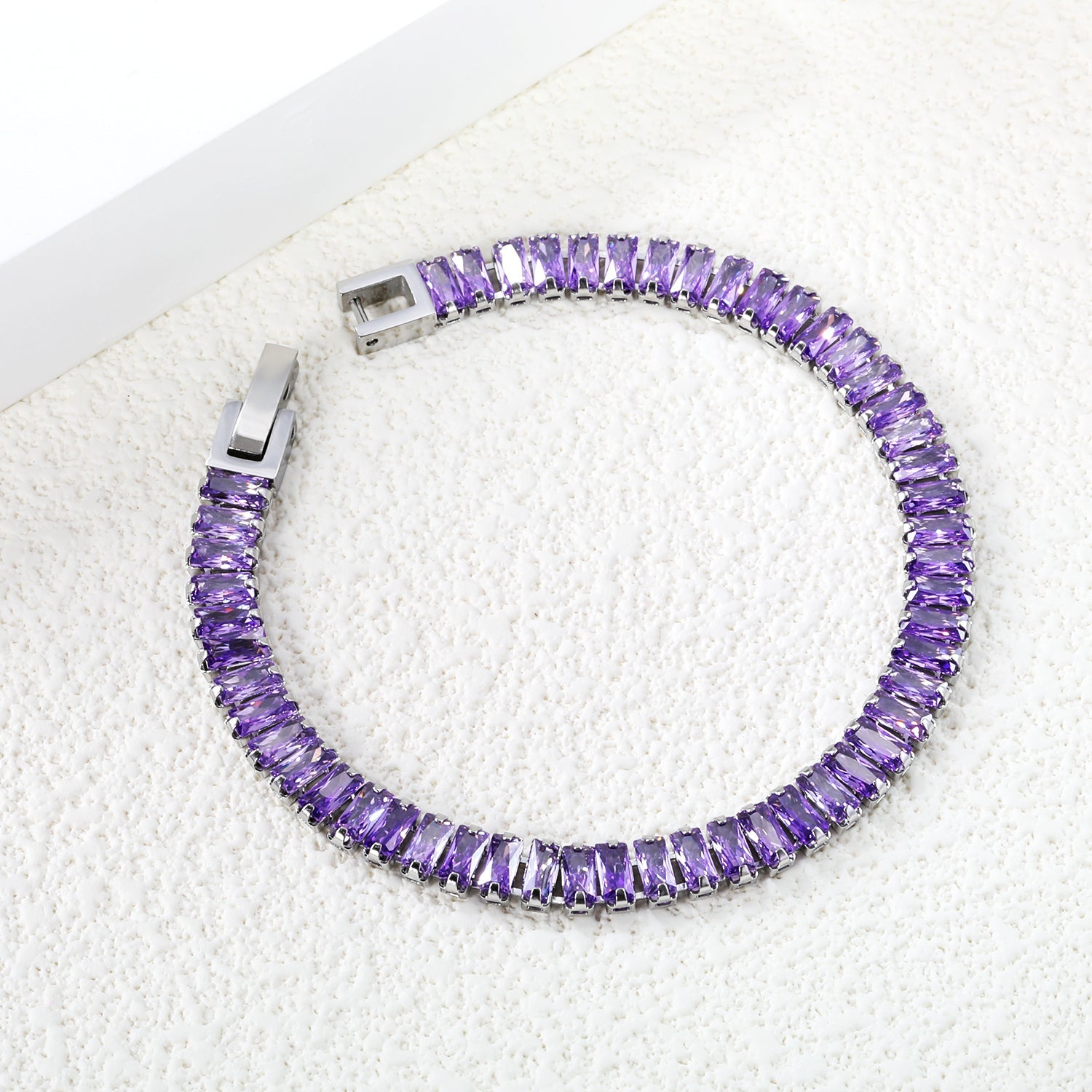 5.6*2.5mm rectangle white/black/purple/blue/pink diamonds clasp bracelet 18cm steel & gold color asonjewelry