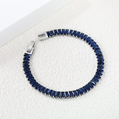 5.6*2.5mm rectangle white/black/purple/blue/pink diamonds clasp bracelet 18cm steel & gold color asonjewelry