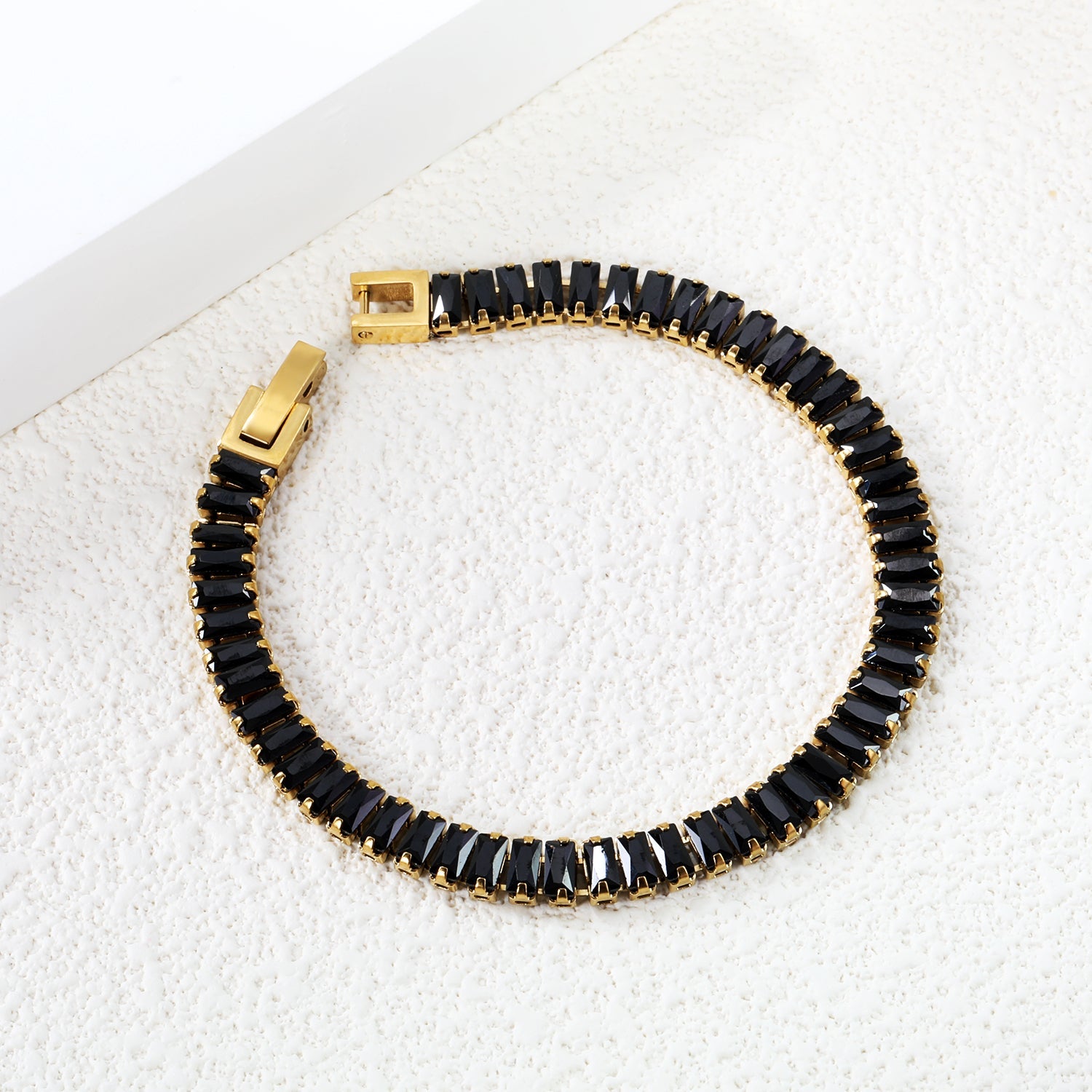 5.6*2.5mm rectangle white/black/purple/blue/pink diamonds clasp bracelet 18cm steel & gold color asonjewelry