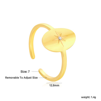 18K Gold Plated Stainless Steel Star Open Ring - Sparkling Diamond-Accented Minimalist Jewelry asonjewelry
