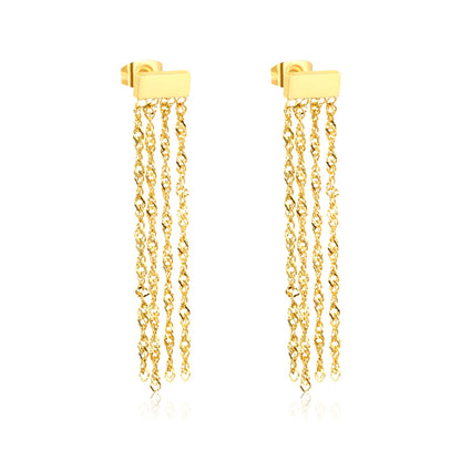 8.9*3.9mm rectangle + 4.5cm tassel earrings gold color asonjewelry