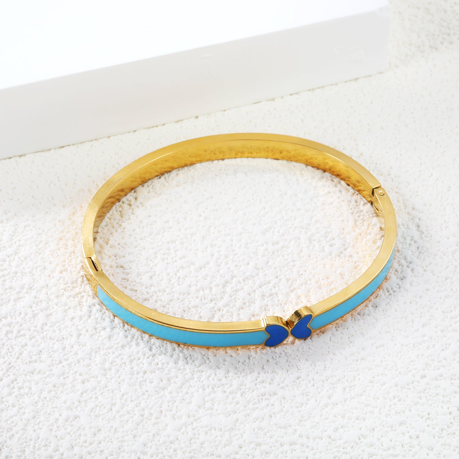 5mm Blue Drip Oil Snap Bracelet Thickness 2.5*Inner Diameter 57.6*49.6mm Gold Color asonjewelry