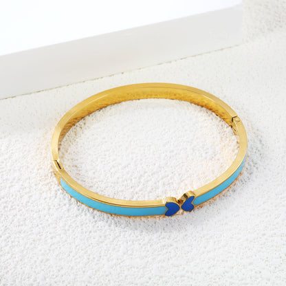5mm Blue Drip Oil Snap Bracelet Thickness 2.5*Inner Diameter 57.6*49.6mm Gold Color asonjewelry