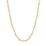 White/red/blue/mixed color dot drop glue necklace 0.4 cross chain 40+5cm+6mm round plate Gold color