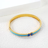 5mm Blue Drip Oil Snap Bracelet Thickness 2.5*Inner Diameter 57.6*49.6mm Gold Color