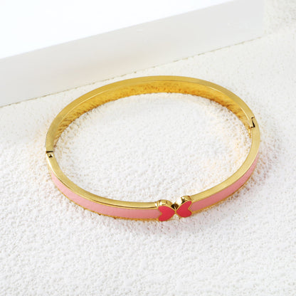 5mm Blue Drip Oil Snap Bracelet Thickness 2.5*Inner Diameter 57.6*49.6mm Gold Color asonjewelry