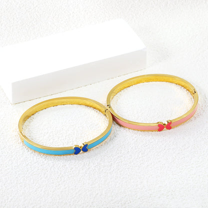 5mm Blue Drip Oil Snap Bracelet Thickness 2.5*Inner Diameter 57.6*49.6mm Gold Color asonjewelry