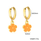 2.0*8.5mm inner ear hook + 8.2mm light blue/purple/yellow/orange/white/pink/green/red sunflower earrings in gold