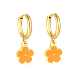 2.0*8.5mm inner ear hook + 8.2mm light blue/purple/yellow/orange/white/pink/green/red sunflower earrings in gold