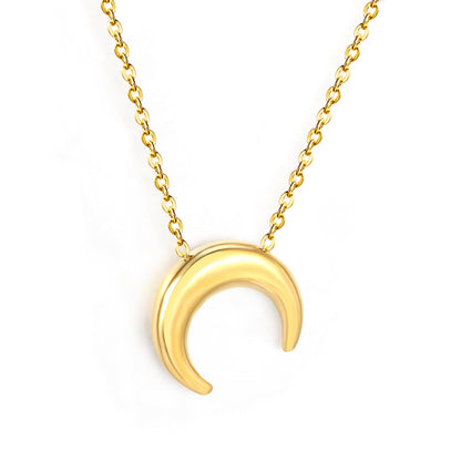 14.1*13.3mm moon accessory 50+5cm end chain+4.6*7.4mm crescent moon tail plate necklace gold color asonjewelry